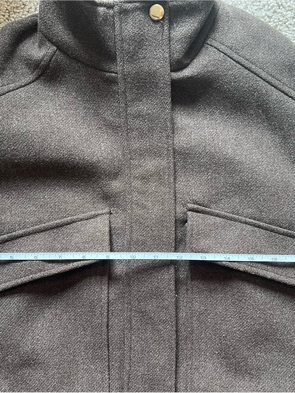 Zara Brown Cropped Pea Coat Size Small - Picture 6 of 8
